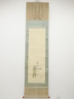 菅美記子筆　立雛図　肉筆絹本掛軸（保護箱）